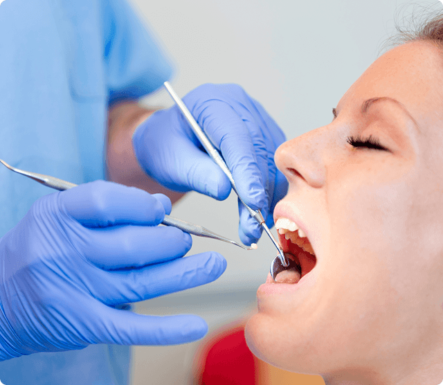 Dental examination showing preventive care with dental mirror